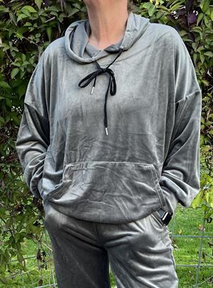 DNY Velour Hætte Bluse, Army
